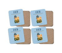 Thumbnail for Debrecen International Airport (DEB) design on light blue 4 pieces set coaster
