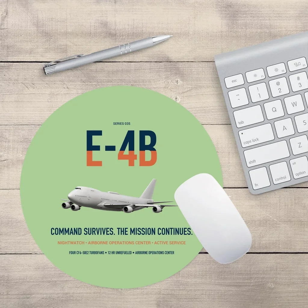 E-4B Nightwatch design on light green round mouse pad