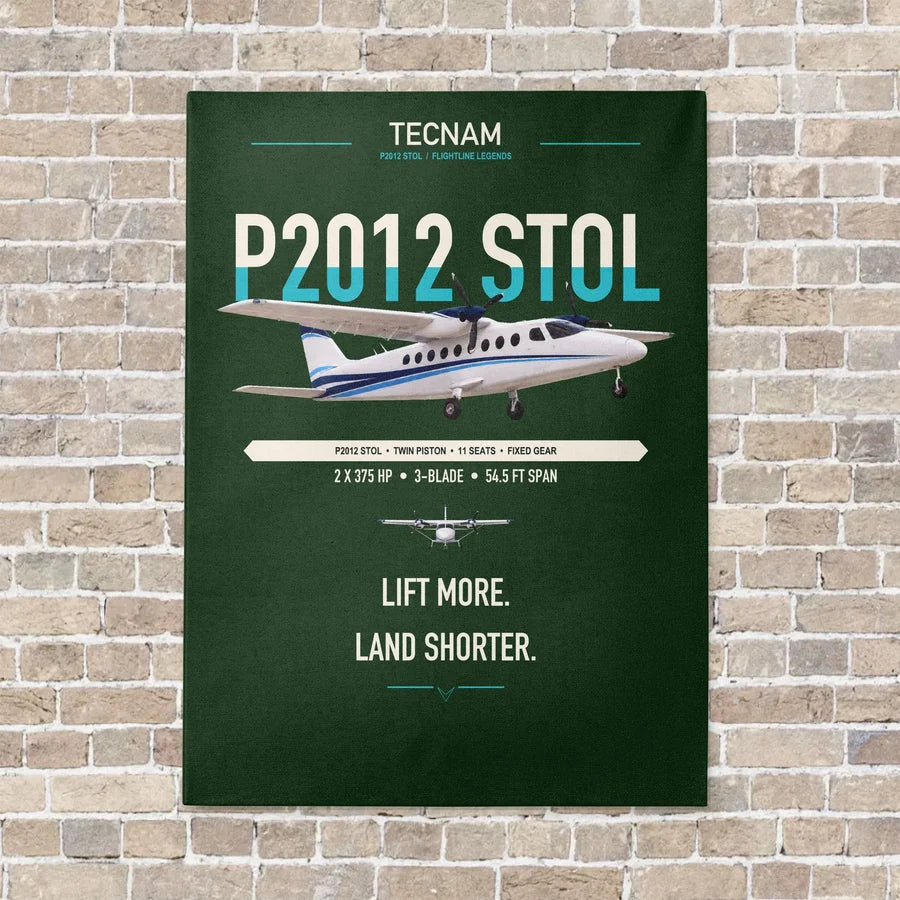Tecnam P2012 STOL vertical canvas print - no frame - dark green background