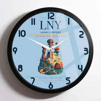 Thumbnail for Lanai Airport (LNY) design on light blue framed wall clock