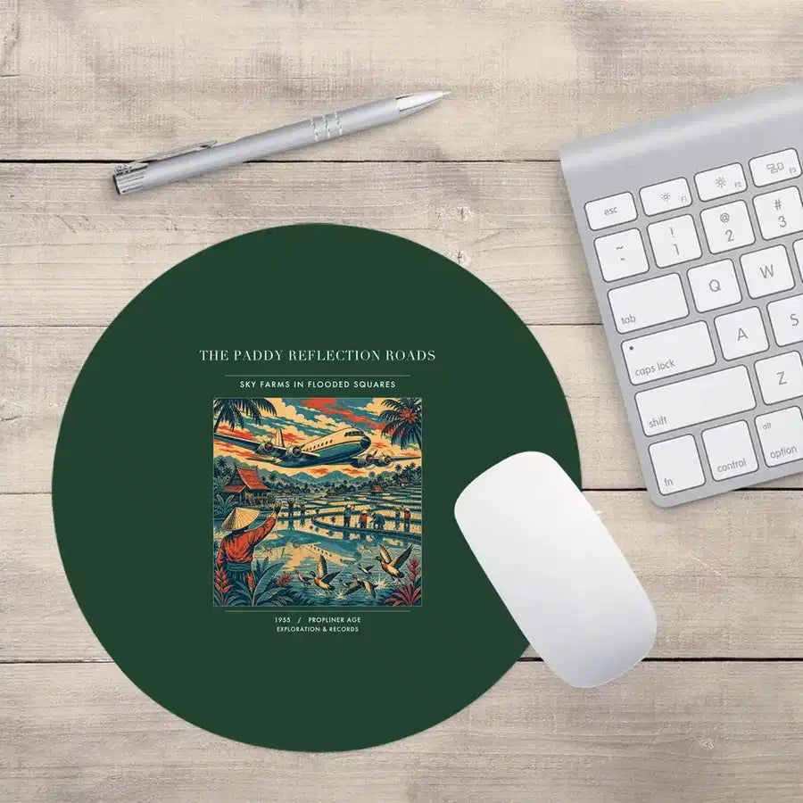 VINTAGE G4497 - The Paddy Reflection Roads - Designed Mouse Pads design on darkgreen round