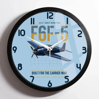 Thumbnail for F6F-5 Hellcat design on light blue framed wall clock