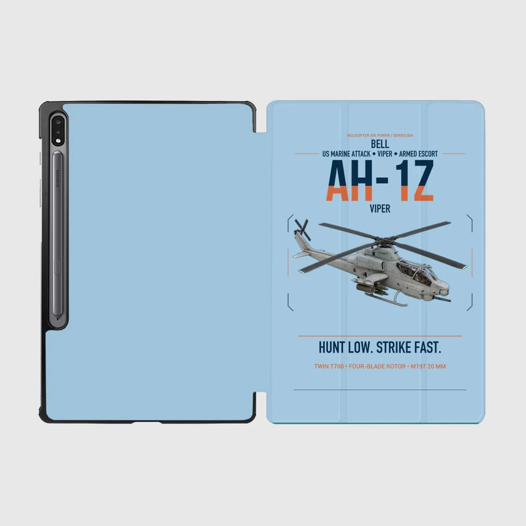 Bell AH-1Z Viper design on light blue samsung tablet tablet case