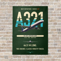 Thumbnail for Airbus A321 vertical canvas print - no frame - dark green background