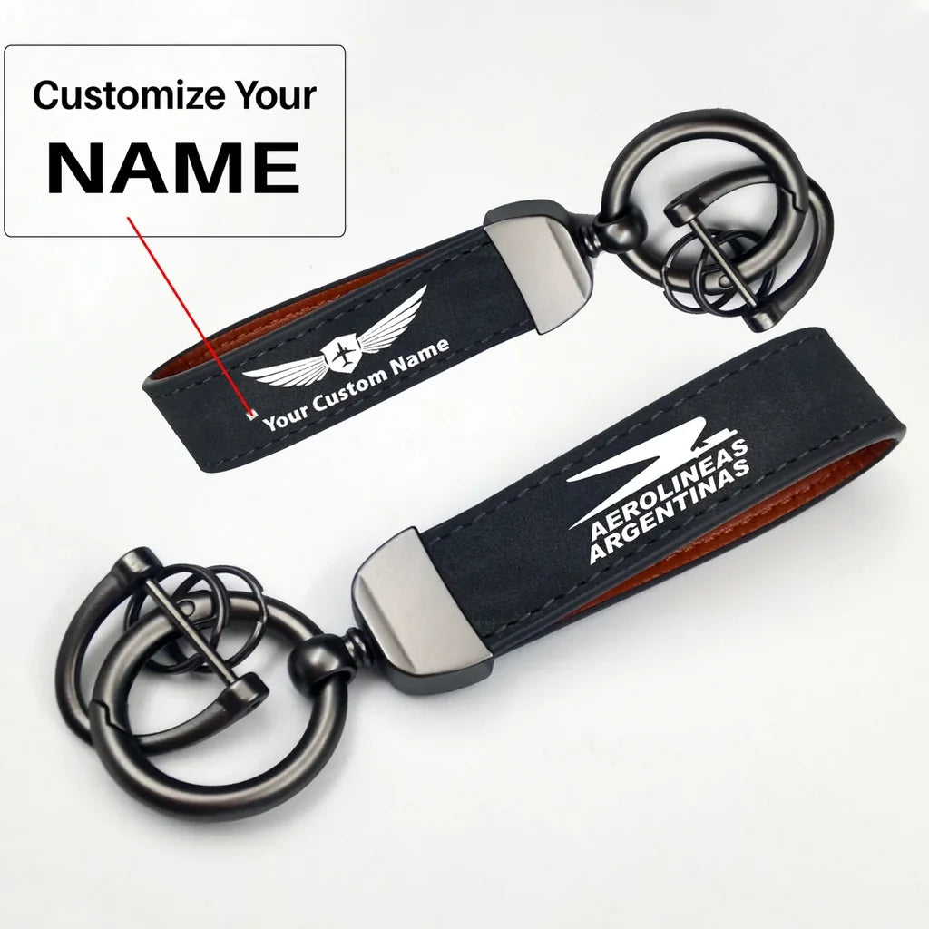 Aerolineas Argentina Horseshoe Buckle key chain, Black + Name