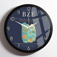Thumbnail for Philip S. W. Goldson International Airport BZE Wall-Clock Framed - Navy Blue