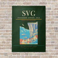 Thumbnail for Stavanger Airport, Sola SVG vertical canvas print - no frame - dark green background