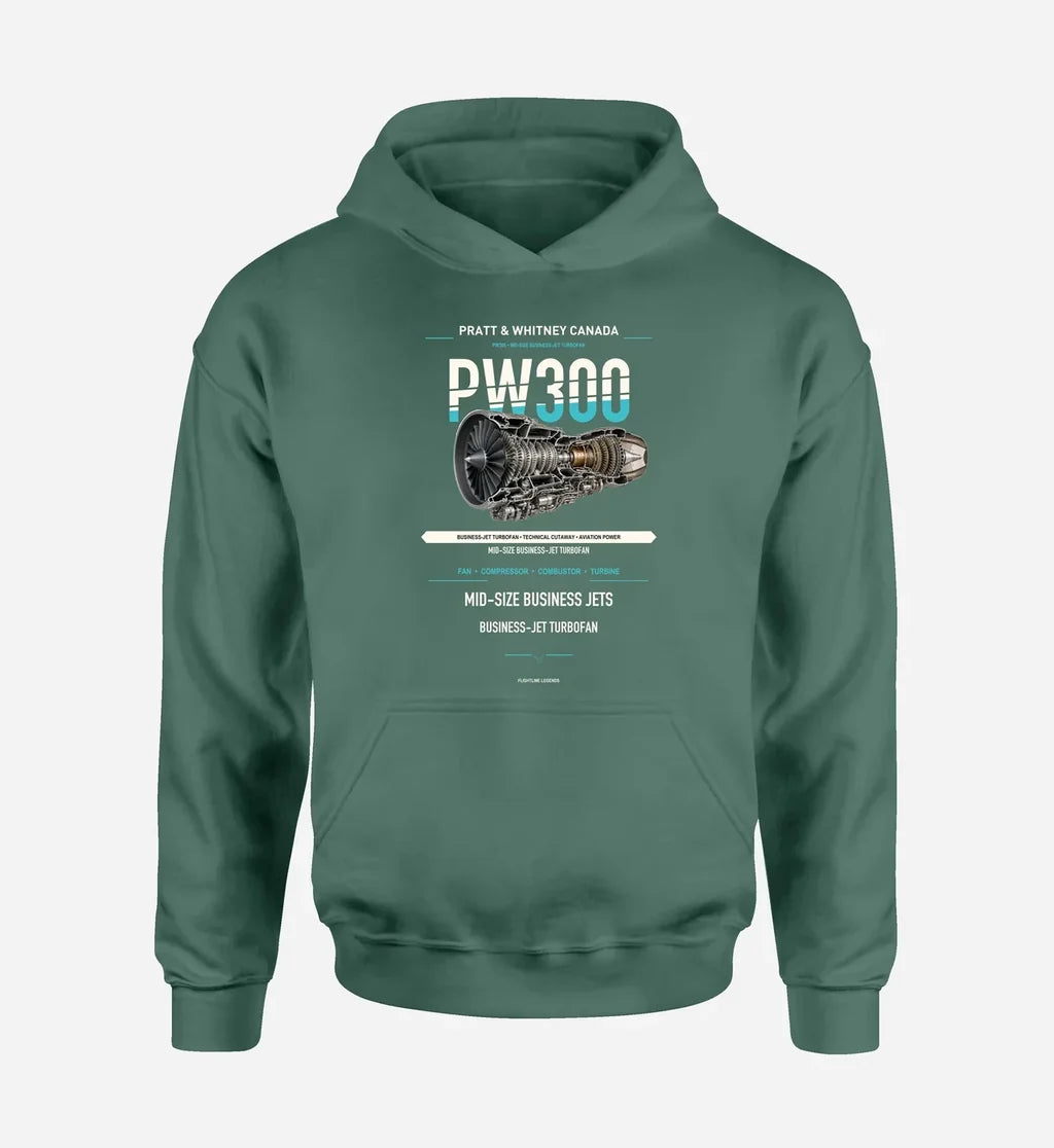 PW300 design on green hoodie single side