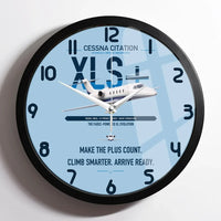 Thumbnail for Cessna Citation XLSPlus design on light blue framed wall clock