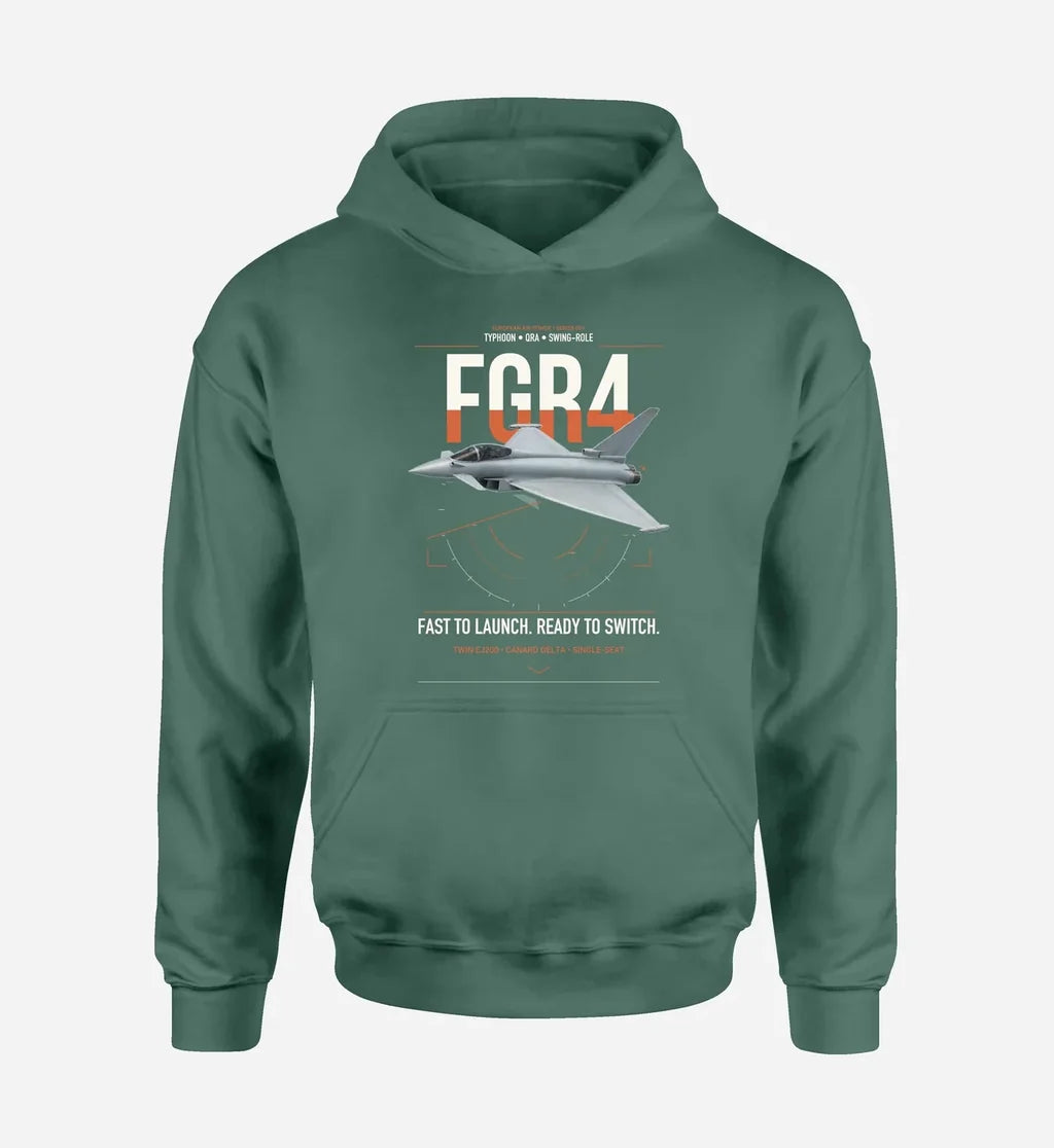 Eurofighter Typhoon FGR4 design on green double-side hoodie, single-side print