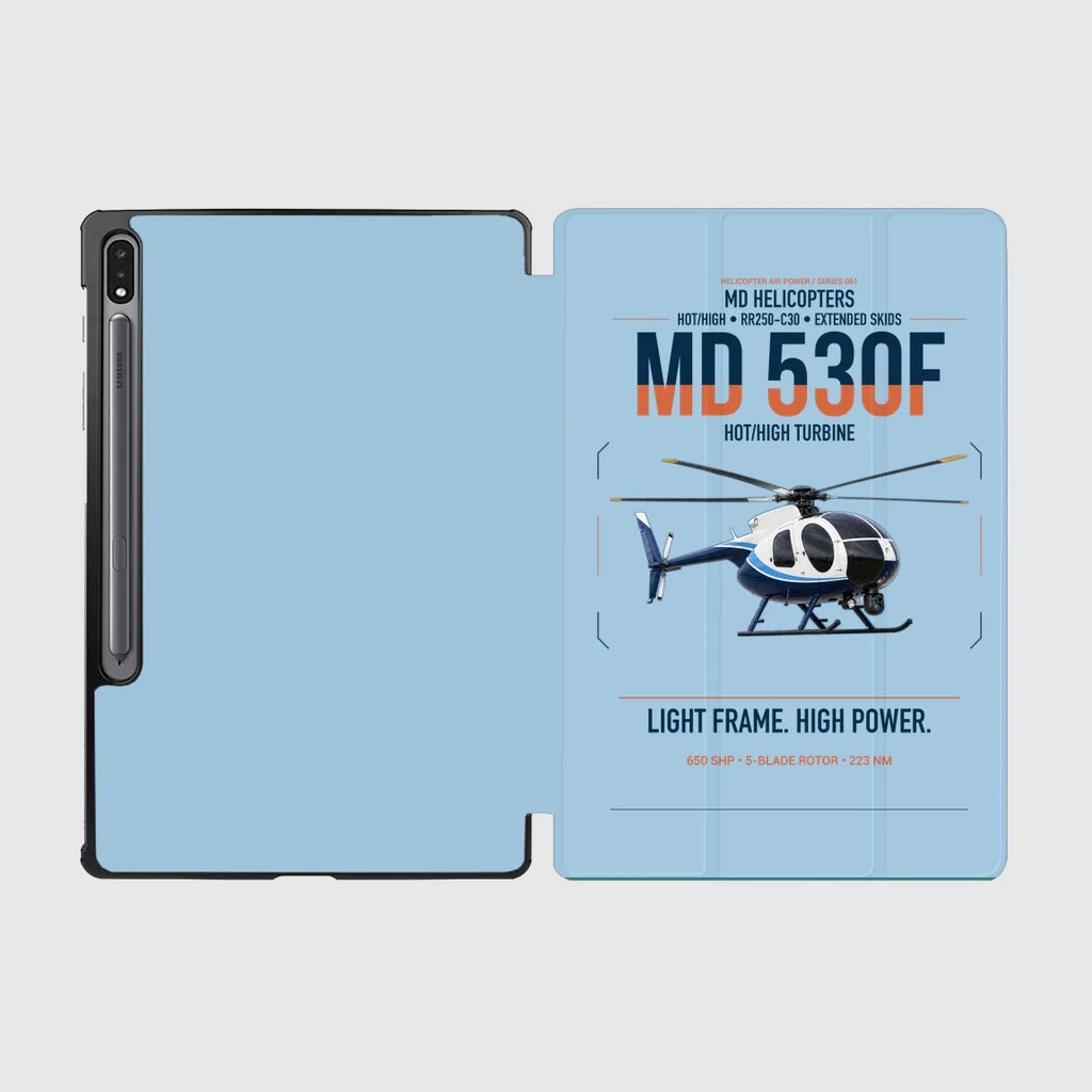 MD Helicopters MD 530F design on light blue samsung tablet tablet case