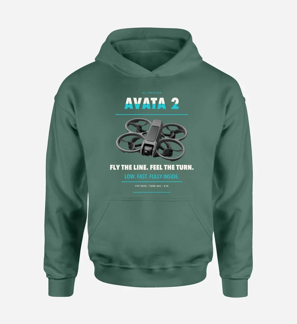DJI Avata 2 design on green hoodie single side