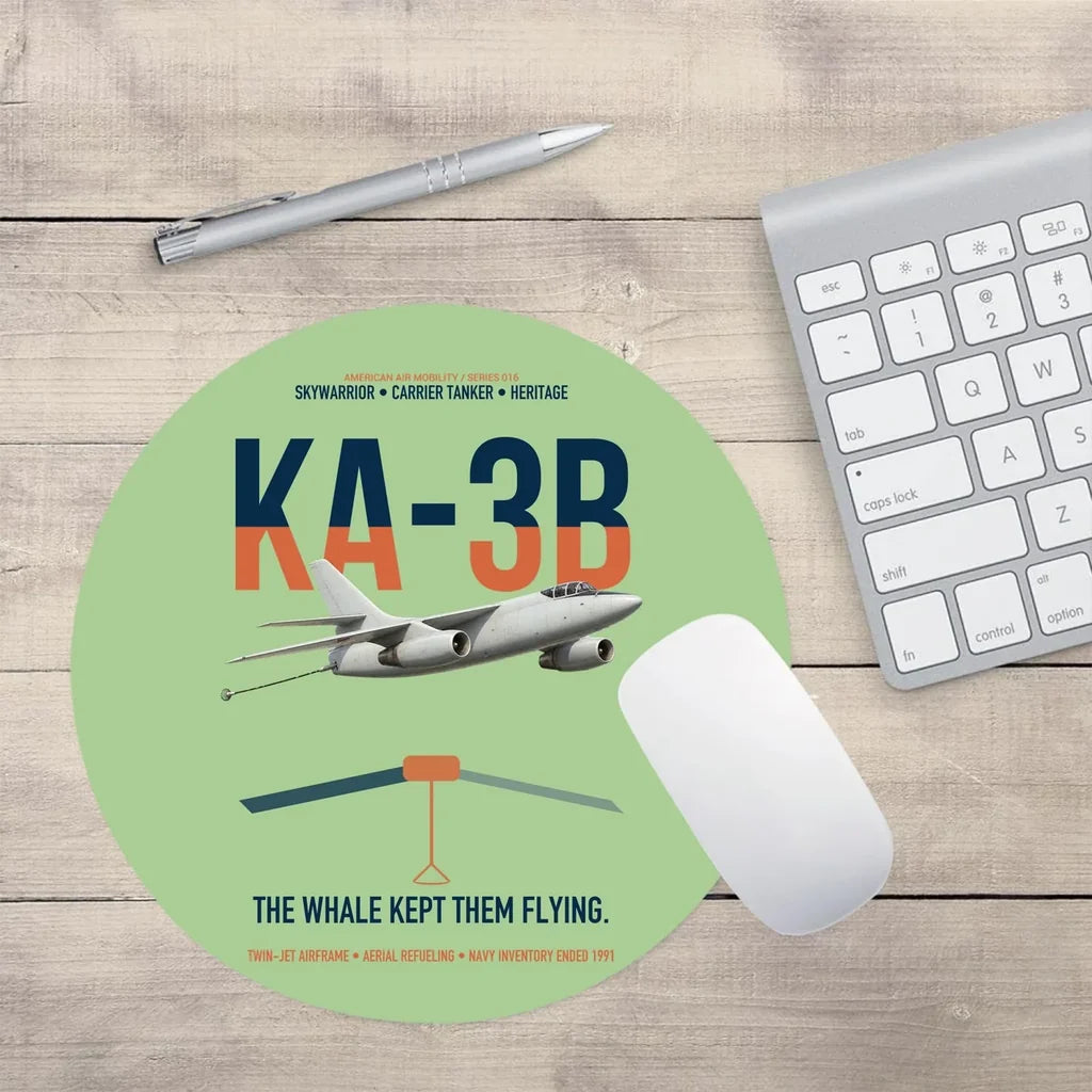 KA-3B Skywarrior design on light green round mouse pad