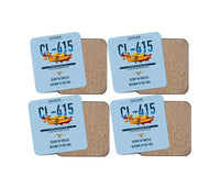 Thumbnail for Canadair CL-415 design on light blue 4 pieces set coaster