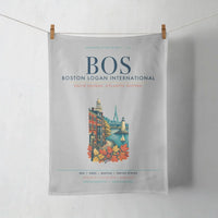 Thumbnail for Boston Logan International Airport (BOS) design on light gray towel