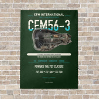 Thumbnail for CFM56-3 vertical canvas print - no frame - dark green background