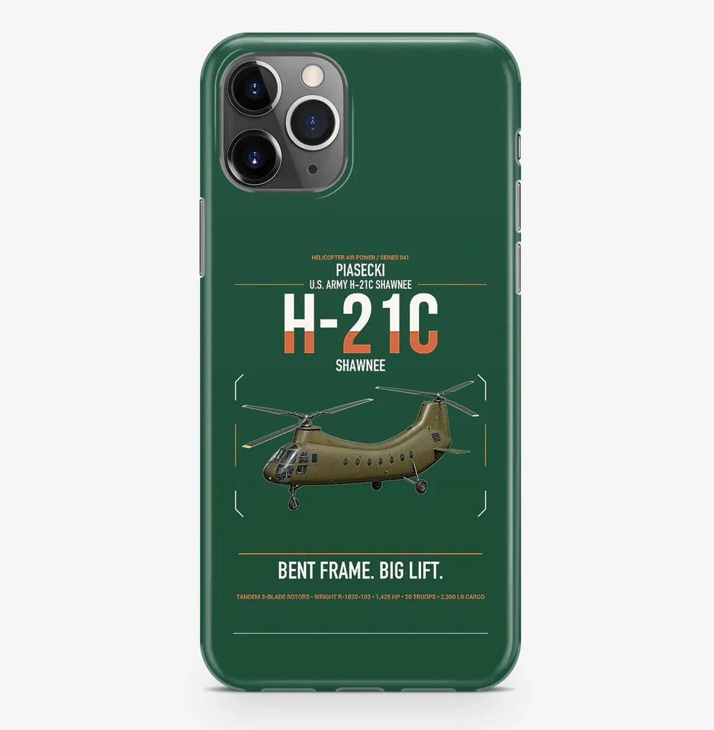 Piasecki H-21C Shawnee design on dark green magsafe iphone case, for iPhone Pro Max