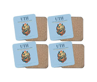 Thumbnail for Udon Thani International Airport (UTH) design on light blue 4 pieces set coaster