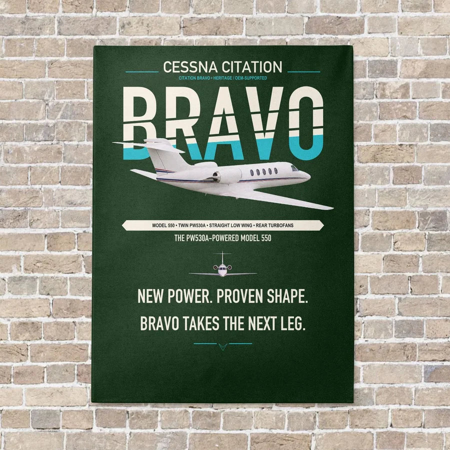 Cessna Citation Bravo vertical canvas print - no frame - dark green background