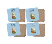 Thumbnail for Yamagata Airport (GAJ) design on light blue 4 pieces set coaster