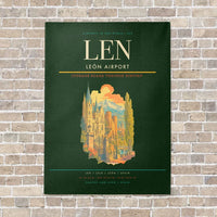 Thumbnail for León Airport LEN vertical canvas print - no frame - dark green background