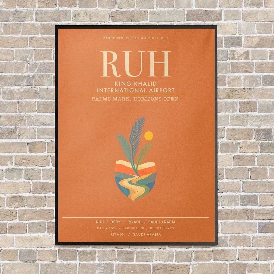 King Khalid International Airport RUH - Canvas Framed - Orange