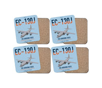 Thumbnail for EC-130J Commando Solo III design on light blue 4 pieces set coaster