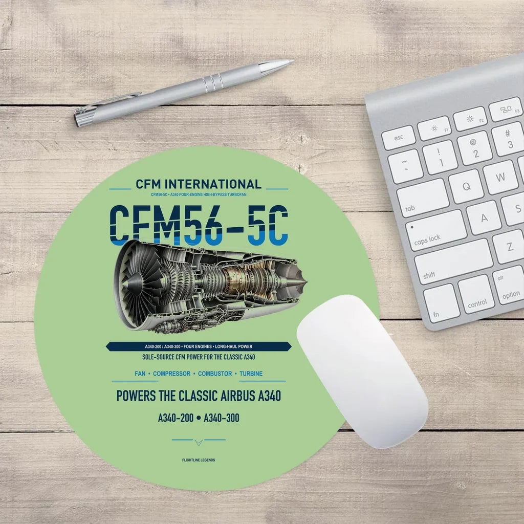 CFM56-5C design on light green round mouse pad