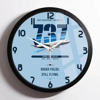 Thumbnail for Boeing 737-200 design on light blue framed wall clock
