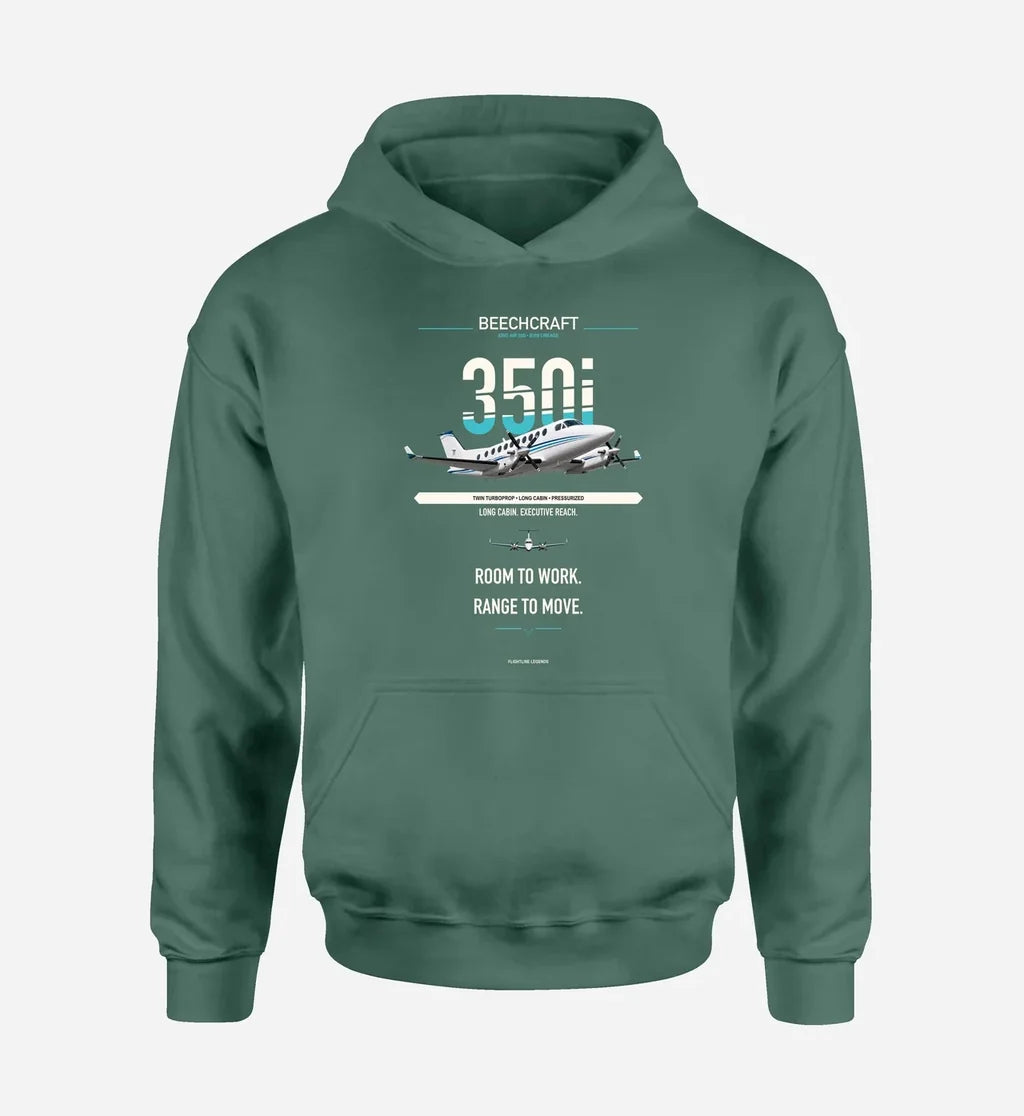 King Air 350i design on green hoodie single side
