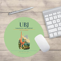 Thumbnail for Yamaguchi Ube Airport (UBJ) design on light green round mouse pad