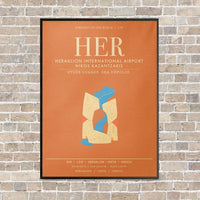 Thumbnail for Heraklion International Airport Nikos Kazantzakis HER - Canvas Framed - Orange