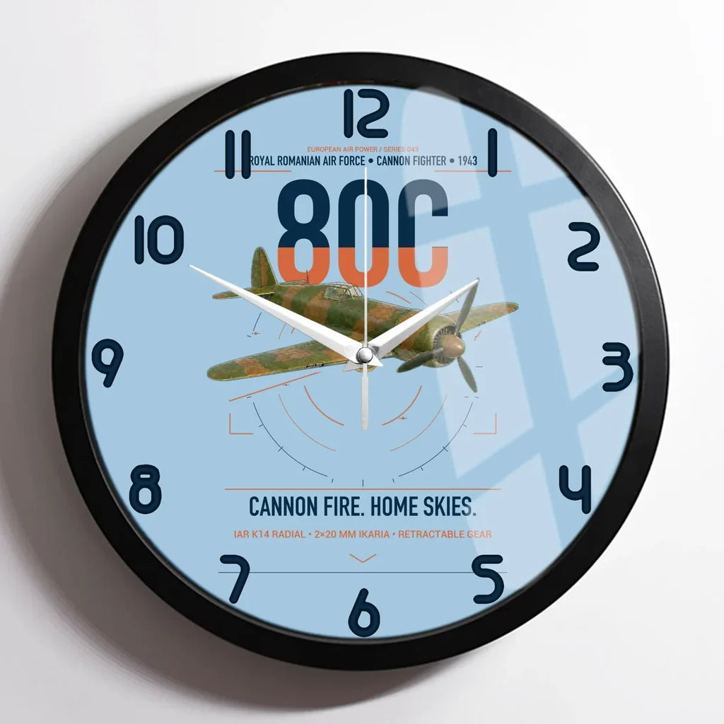 IAR 80C design on light blue framed wall clock