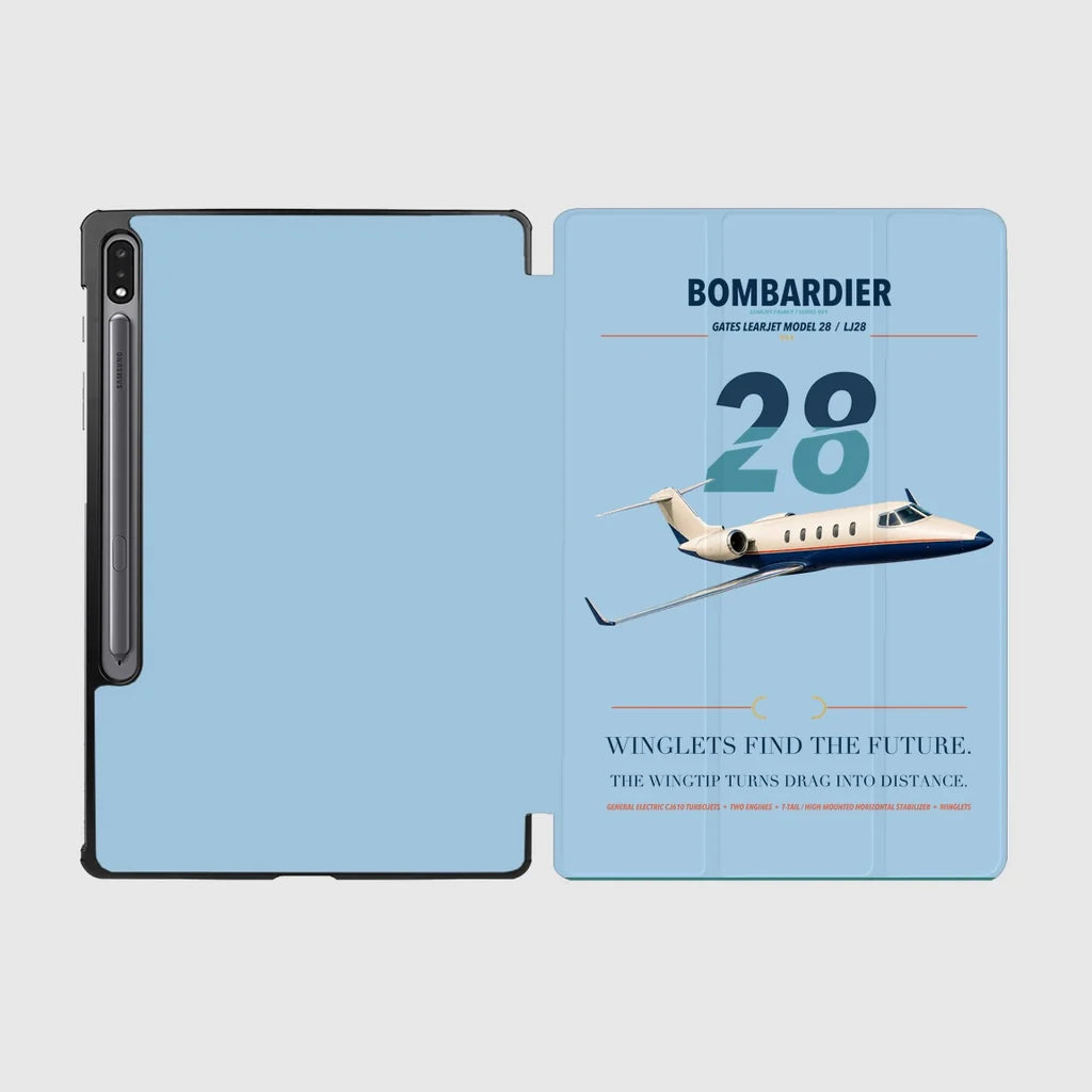 Bombardier Learjet 28 design on light blue samsung tablet tablet case