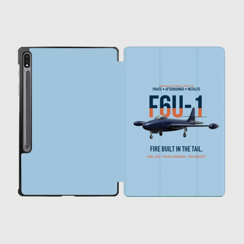 F6U-1 Pirate Fire Built in the Tail design on light blue samsung tablet tablet case