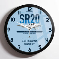 Thumbnail for Cirrus SR20 design on light blue framed wall clock