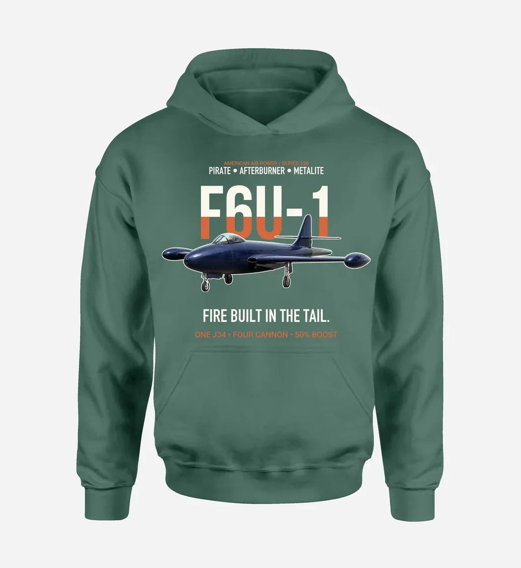 F6U-1 PIRATE design on green hoodie single side