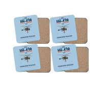 Thumbnail for Kaman HH-43B Huskie design on light blue 4 pieces set coaster
