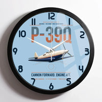 Thumbnail for P-39Q Airacobra design on light blue framed wall clock