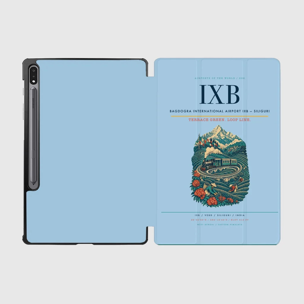 Bagdogra International Airport (IXB) design on light blue samsung tablet tablet case