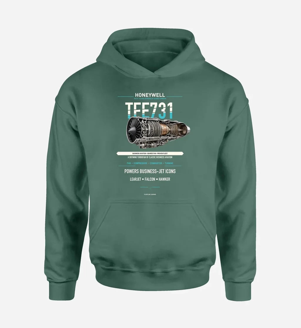 TFE731 design on green hoodie single side