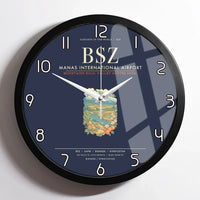 Thumbnail for Manas International Airport Bishkek BSZ Wall-Clock Framed - Navy Blue