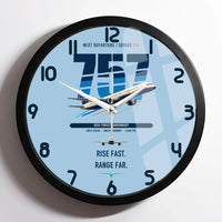 Thumbnail for Boeing 757-200 design on light blue framed wall clock
