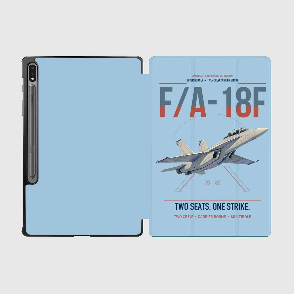 F-A-18F Super Hornet design on light blue samsung tablet tablet case