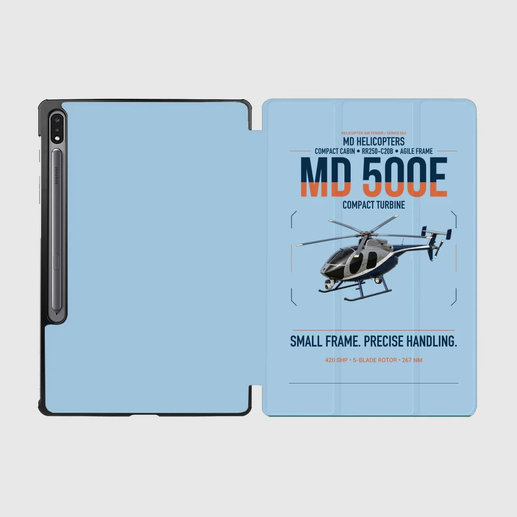 MD Helicopters MD 500E design on light blue samsung tablet tablet case