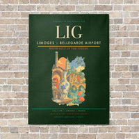 Thumbnail for Limoges – Bellegarde Airport LIG vertical canvas print - no frame - dark green background
