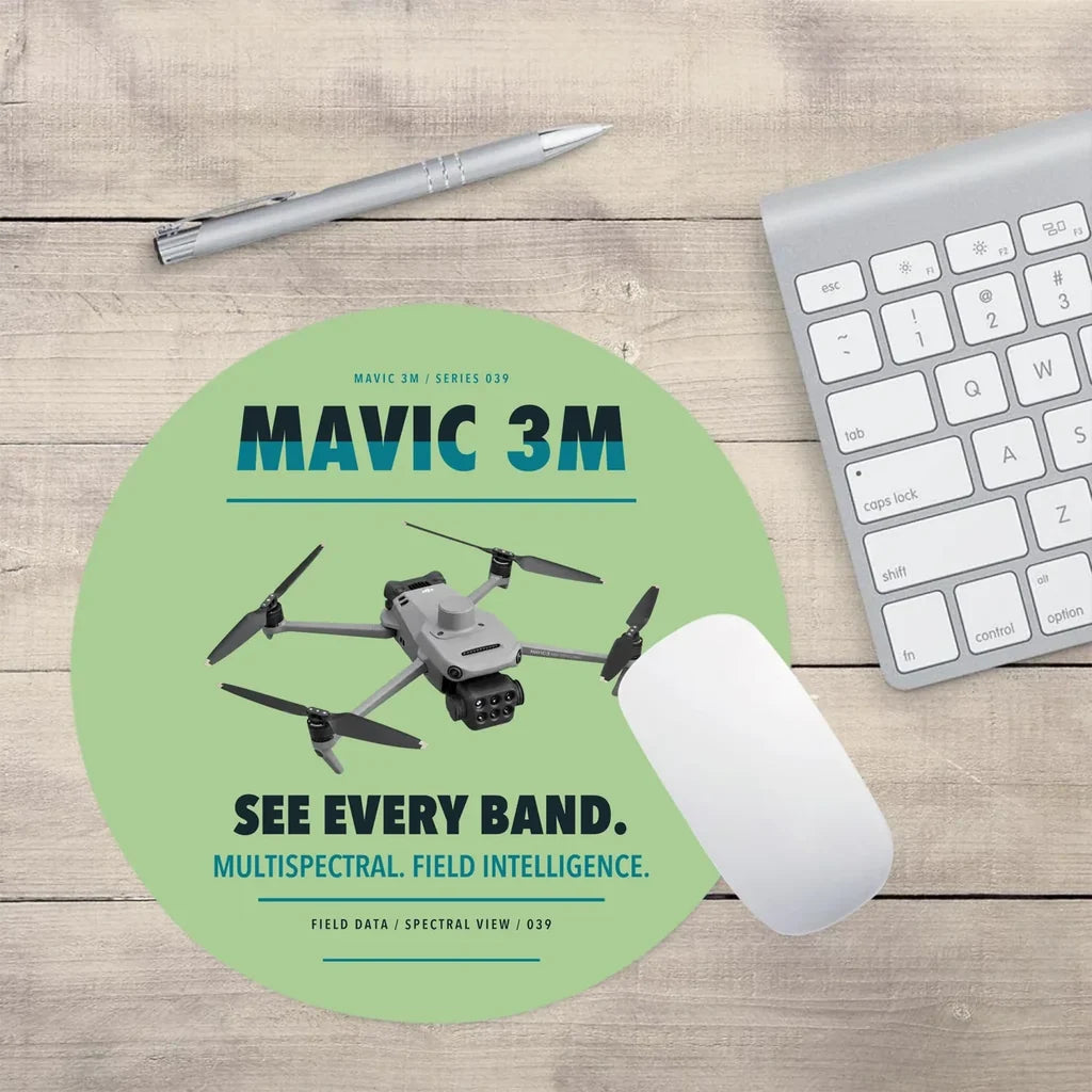DJI Mavic 3 Multispectral design on light green round mouse pad