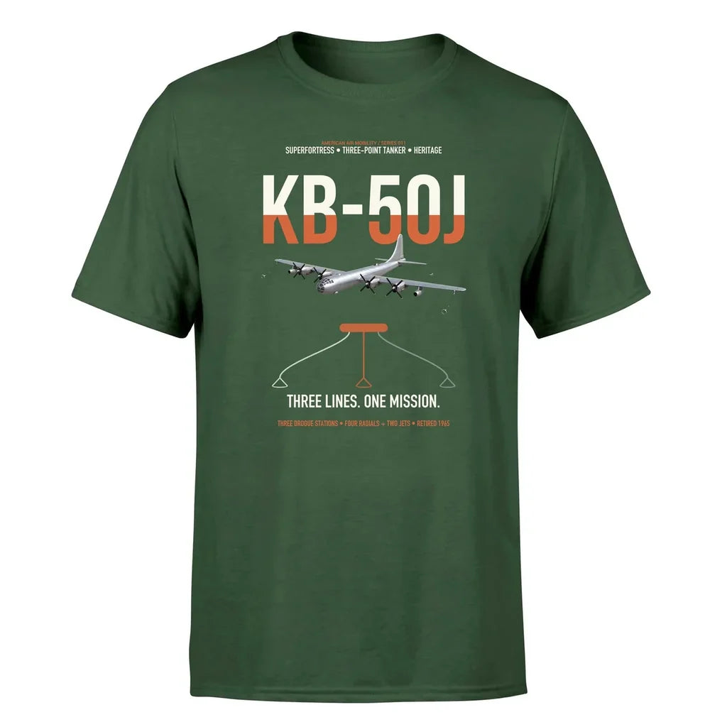 KB-50J Superfortress design on dark green double-side t-shirt, single-side print
