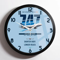 Thumbnail for Boeing 747SP design on light blue framed wall clock