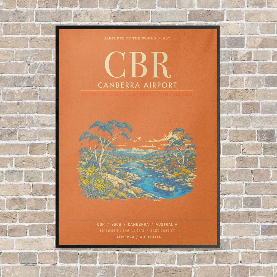 Canberra Airport CBR - Canvas Framed - Orange
